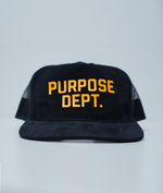 Load image into Gallery viewer, Black &amp; Yellow Corduroy Trucker Hat
